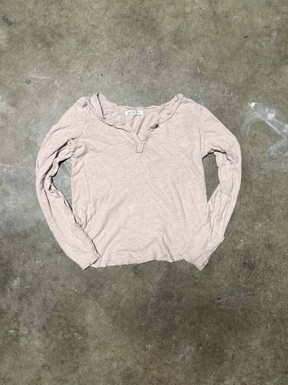 We The Free Long Sleeve Henley Top Size Extra Large Pink Cotton Blend
